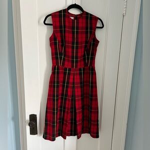 Red Plaid Sleeveless Fit and Flare Dress 2/S